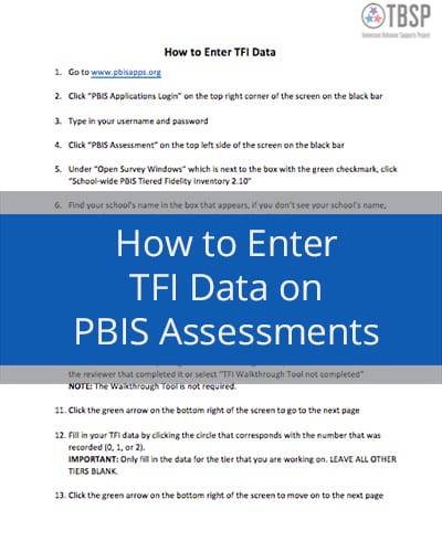 How to enter TFI data on PBIS Assessments