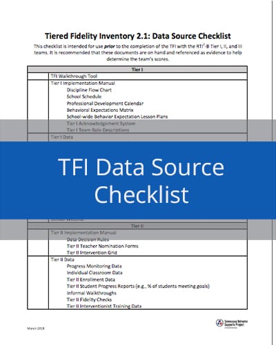TFI Data Source Checklist