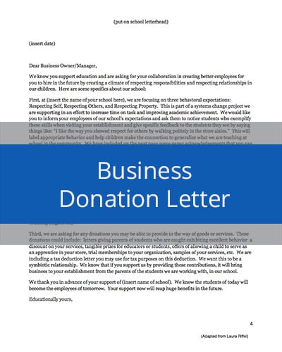 Business Donation Letter