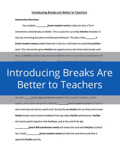 Introducing Breaks are Better to Teachers