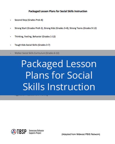 Packaged Lesson Plans for Social Skills Instruction