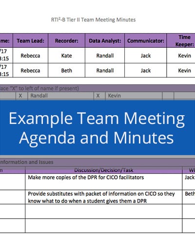 Example Team Meeting Agenda and Minutes