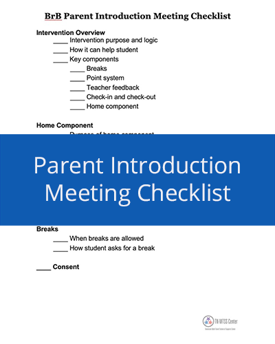 Parent Introduction Meeting Checklist