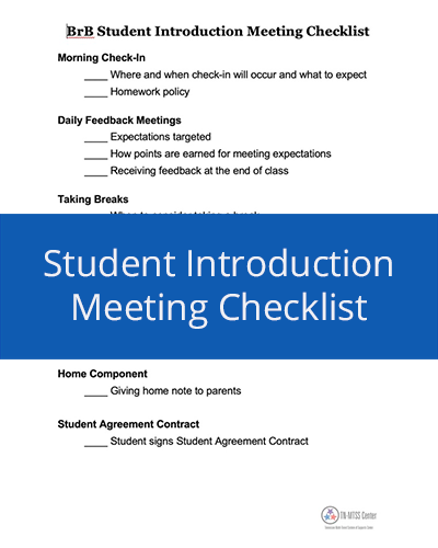 Student Introduction Meeting Checklist