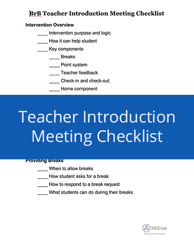 Teacher Introduction Meeting Checklist